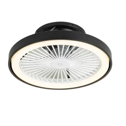 QAZQA Deckenventilator Mit Licht|Wohnzimmerlampen*Smarter Deckenventilator schwarz 54cm inkl. LED Dimmbar mit Fernbedienung - Dave