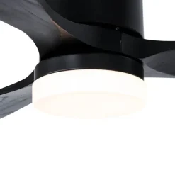 QAZQA Deckenventilator Mit Licht|Esszimmerlampen*Smarter Deckenventilator schwarz 132cm inkl. LED Dimmbar mit Fernbedienung - Sofia