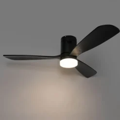 QAZQA Deckenventilator Mit Licht|Esszimmerlampen*Smarter Deckenventilator schwarz 132cm inkl. LED Dimmbar mit Fernbedienung - Sofia