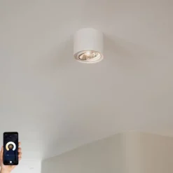 QAZQA Wandstrahler|Deckenstrahler*Smarter, dreh- und neigbarer Aufbaustrahler weiß inkl. Wifi GU10 111mm - Impact