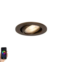 QAZQA Einbaustrahler|Wohnzimmerlampen*Smarter Einbaustrahler Dunkelbronze Kippbar Inkl. Wifi GU10 50mm - Cisco