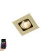 QAZQA Smarte Einbaustrahlers|Smarte Spots*Smarter Einbaustrahler Messing eckig inkl. WiFi GU10 - Artemis