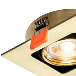 QAZQA Smarte Einbaustrahlers|Smarte Spots*Smarter Einbaustrahler Messing eckig inkl. WiFi GU10 - Artemis