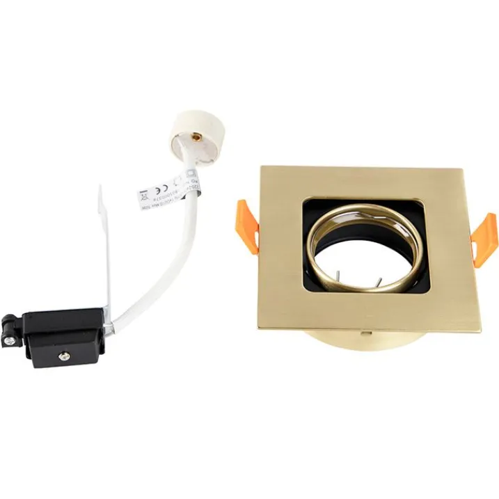 QAZQA Smarte Einbaustrahlers|Smarte Spots*Smarter Einbaustrahler Messing eckig inkl. WiFi GU10 - Artemis