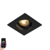 QAZQA Schlafzimmerlampen|Küchenlampen*Smarter Einbaustrahler schwarz quadratisch inkl. Wifi GU10 - Chuck