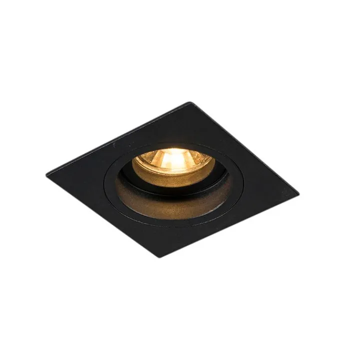 QAZQA Schlafzimmerlampen|Küchenlampen*Smarter Einbaustrahler schwarz quadratisch inkl. Wifi GU10 - Chuck