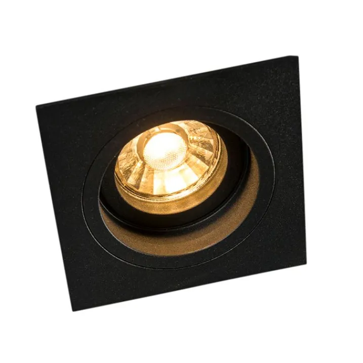 QAZQA Schlafzimmerlampen|Küchenlampen*Smarter Einbaustrahler schwarz quadratisch inkl. Wifi GU10 - Chuck