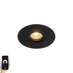 QAZQA Einbaustrahler|Wohnzimmerlampen*Smarter Einbaustrahler schwarz inkl. Wifi GU10 50mm - Buco