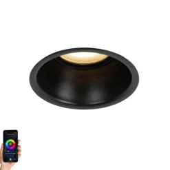 QAZQA Außenstrahler|Einbaustrahler*Smarter Einbaustrahler schwarz IP44 inkl. Wifi GU10 50mm - Dept
