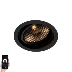 QAZQA Schlafzimmerlampen|Küchenlampen*Smarter Einbaustrahler schwarz verstellbar inkl. Wifi GU10 111mm - Coop 111 Honey