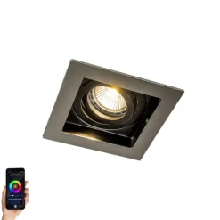 QAZQA Smarte Einbaustrahlers|Smarte Spots*Smarter Einbaustrahler Stahl inkl. Wifi GU10 Lichtquelle - Carree
