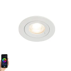 QAZQA Außenstrahler|Einbaustrahler*Smarter Einbaustrahler Weiß Rund IP44 inkl. Wifi GU10 50mm - Xena