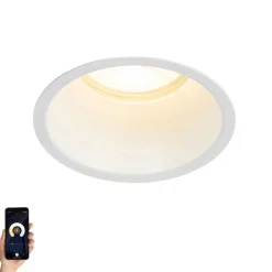 QAZQA Einbaustrahler|Wohnzimmerlampen*Smarter Einbaustrahler Weiß IP44 inkl. Wifi GU10 70mm - Dept