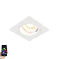 QAZQA Smarte Einbaustrahlers|Smarte Spots*Smarter Einbaustrahler weiss quadratisch inkl. WiFi GU10 - Chuck
