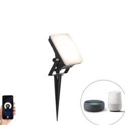 QAZQA Gartenbeleuchtung|Smarte Außenbeleuchtung*Smarter Heizkörper schwarz 12,8 cm inkl. LED IP65 mit Erdungsstift - Ruud