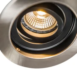 QAZQA Smarte Einbaustrahlers|Smarte Spots*Smarter moderner Einbaustrahler Stahl mit schwarz inkl. Wifi GU10 - Rondoo