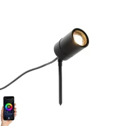 QAZQA Gartenbeleuchtung|Smarte Außenbeleuchtung*Smarter moderner Spike-Spot schwarz IP44 inkl. WiFi GU10 - Solo