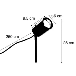 QAZQA Gartenbeleuchtung|Smarte Außenbeleuchtung*Smarter moderner Spike-Spot schwarz IP44 inkl. WiFi GU10 - Solo