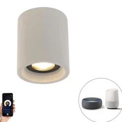 QAZQA Smarte Spots|Smarte Deckenleuchten*Smarter runder Deckenspot Beton inkl. Wifi GU10 - Deep