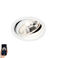 QAZQA Einbaustrahler|Wohnzimmerlampen*Smarter runder Einbaustrahler weiß verstellbar inkl. Wifi GU10 111m - Chuck 111