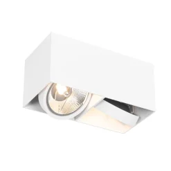 QAZQA Deckenstrahler|Aufbaustrahler*Smarter Spot White Rechteckig 2-Licht Inkl. 2 Wifi GU10 111mm - Box