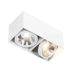 QAZQA Deckenstrahler|Aufbaustrahler*Smarter Spot White Rechteckig 2-Licht Inkl. 2 Wifi GU10 111mm - Box