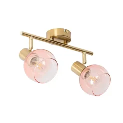 QAZQA Smarte Spots|Smarte Deckenleuchten*Smarter Spotstrahler gold mit rosa Glas inkl. 2 Wifi P45 - Vidro
