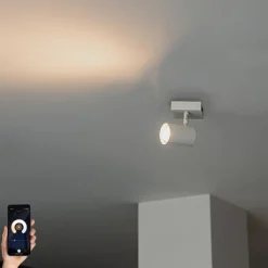QAZQA Wandstrahler|Deckenstrahler*Smarter Strahler weiß verstellbar quadratisch inkl. Wifi GU10 50mm - Jeana