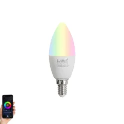 LUUMR Smarte Glühbirnen|Led Lampen*Smartes E14 LED-Leuchtmittel C37 Opal RGBW 4,9W 470lm 2700-6500K