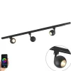 QAZQA Smarte Spots|Deckenstrahler*Smartes modernes Schienensystem schwarz 1-phasig inkl. 3 Wifi GU10 - Iconic Gissi