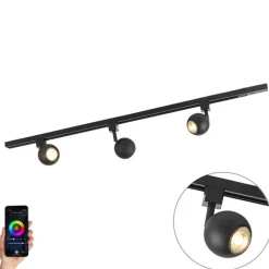 QAZQA Smarte Spots|Deckenstrahler*Smartes modernes Schienensystem schwarz 1-phasig inkl. 3 Wifi GU10 - Iconic Gissi