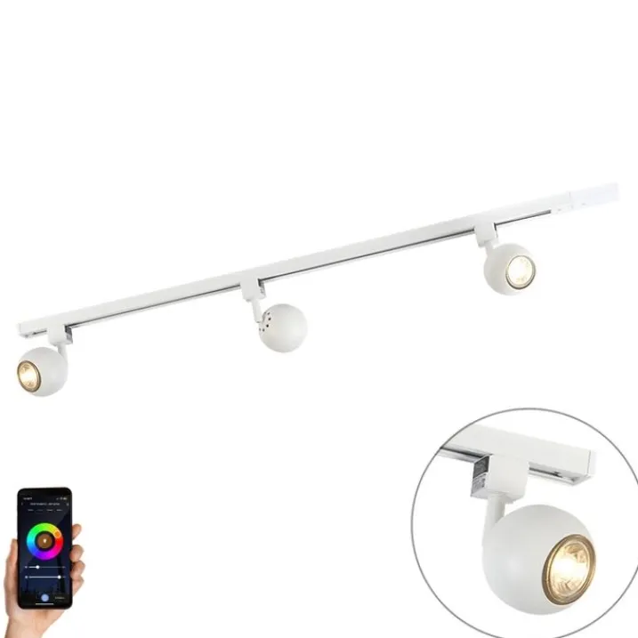 QAZQA Smarte Spots|Deckenstrahler*Smartes modernes Schienensystem weiß 1-phasig inkl. 3 WLAN GU10 - Gissi