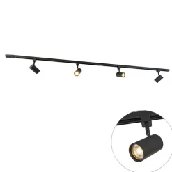 QAZQA Schlafzimmerlampen|Küchenlampen*Smartes 1-phasiges Schienensystem mit 4 WiFi GU10 Spots Schwarz - Iconic Jeana