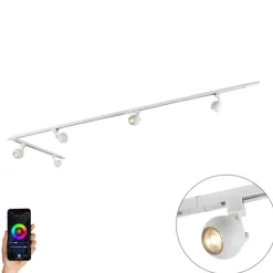 QAZQA Smarte Spots|Deckenstrahler*Smartes 1-phasiges Schienensystem inkl. 5 WLAN GU10 weiß - Iconic Gissi
