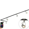 QAZQA Smarte Spots|Deckenstrahler*Smartes 1-phasiges Schienensystem schwarz mit Stahl inkl. 5 WiFi GU10 - Iconic Suplux