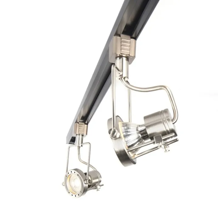 QAZQA Smarte Spots|Deckenstrahler*Smartes 1-phasiges Schienensystem schwarz mit Stahl inkl. 5 WiFi GU10 - Iconic Suplux