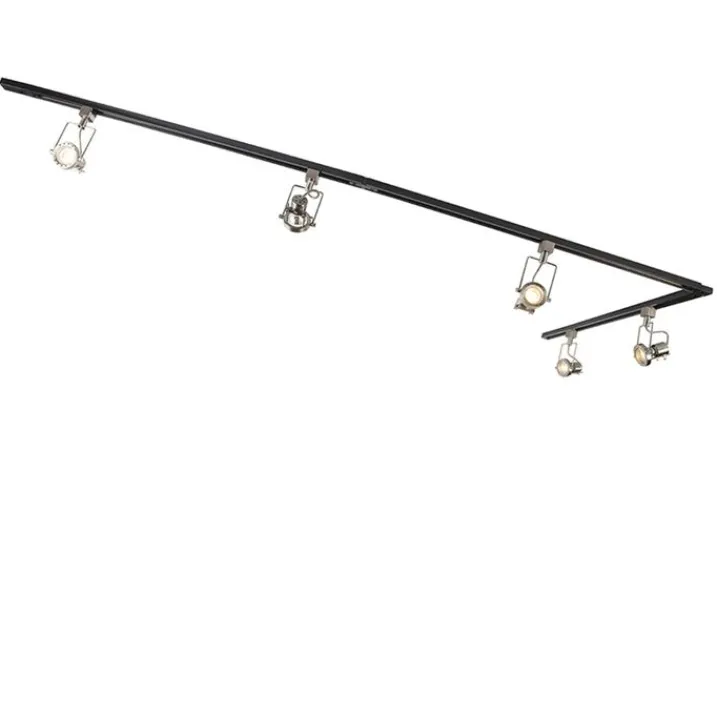 QAZQA Smarte Spots|Deckenstrahler*Smartes 1-phasiges Schienensystem schwarz mit Stahl inkl. 5 WiFi GU10 - Iconic Suplux