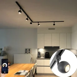 QAZQA Smarte Spots|Deckenstrahler*Smartes 1-phasiges Schienensystem inkl. 5 WLAN GU10 schwarz - Iconic Gissi