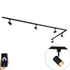 QAZQA Deckenstrahler|Aufbaustrahler*Smartes Schienensystem mit 5 Strahlern Schwarz Gold 1-phasig inkl. 5 Wifi GU10 50mm - Iconic Jeana