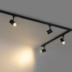 QAZQA Deckenstrahler|Aufbaustrahler*Smartes Schienensystem mit 5 Strahlern Schwarz Gold 1-phasig inkl. 5 Wifi GU10 50mm - Iconic Jeana