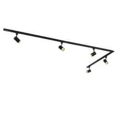 QAZQA Deckenstrahler|Aufbaustrahler*Smartes Schienensystem mit 5 Strahlern Schwarz Gold 1-phasig inkl. 5 Wifi GU10 50mm - Iconic Jeana