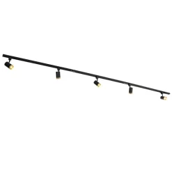 QAZQA Deckenstrahler|Aufbaustrahler*Smartes Schienensystem mit 5 Strahlern Schwarz Gold 1-phasig inkl. 5 Wifi GU10 50mm - Iconic Jeana