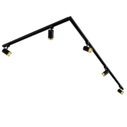 QAZQA Deckenstrahler|Aufbaustrahler*Smartes Schienensystem mit 5 Strahlern Schwarz Gold 1-phasig inkl. 5 Wifi GU10 50mm - Iconic Jeana