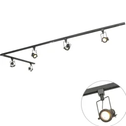 QAZQA Smarte Spots|Deckenstrahler*Smartes Schienensystem schwarz 1-phasig inkl. 5 Wifi GU10 - Iconic Suplux