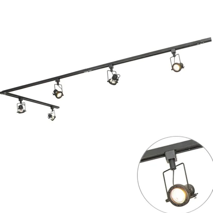 QAZQA Smarte Spots|Deckenstrahler*Smartes Schienensystem schwarz 1-phasig inkl. 5 Wifi GU10 - Iconic Suplux