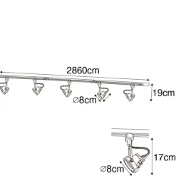 QAZQA Smarte Spots|Deckenstrahler*Smartes Schienensystem schwarz 1-phasig inkl. 5 Wifi GU10 - Iconic Suplux