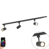 QAZQA Schlafzimmerlampen|Küchenlampen*Smartes Schienensystem schwarz inkl. 3 WiFi GU10 1-phasig - Iconic Jeana