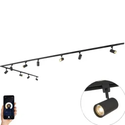 QAZQA Schlafzimmerlampen|Küchenlampen*Smartes Schienensystem schwarz 1-phasig 10-Licht inkl. WiFi GU10 - Iconic Jeana