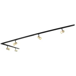 QAZQA Smarte Spots|Deckenstrahler*Smartes Schienensystem schwarz mit Gold 1-phasig 5-leuchtmittel inkl. Wifi GU10 - Iconic Jeana