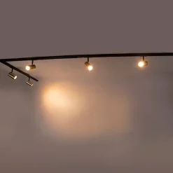 QAZQA Smarte Spots|Deckenstrahler*Smartes Schienensystem schwarz mit Gold 1-phasig 5-leuchtmittel inkl. Wifi GU10 - Iconic Jeana